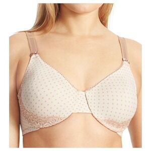 NWOT Olga Bra 36C Luxury Lift Full Fig Underwire Bra 35063 Beige Polka Dot 92802